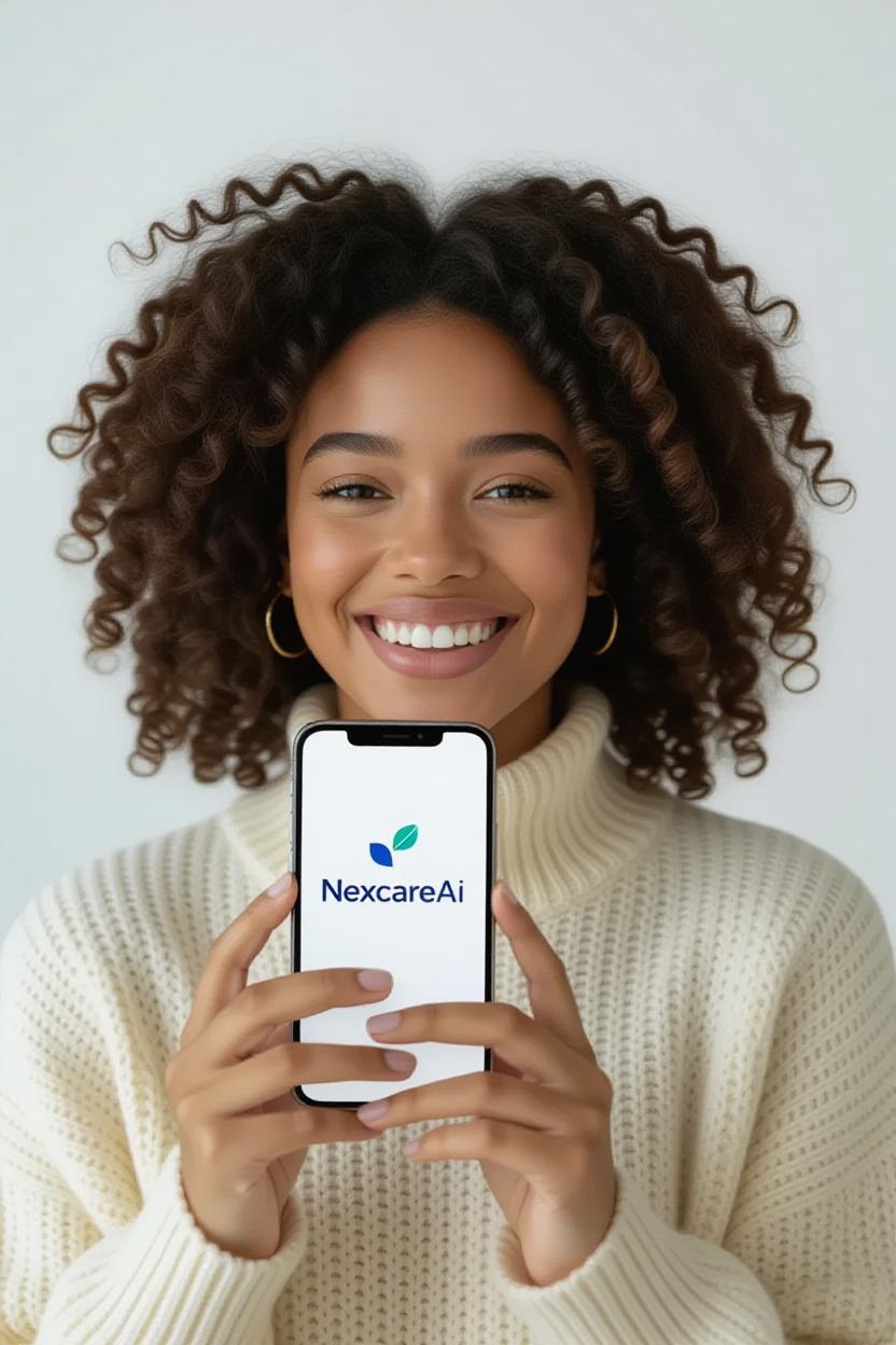 A person using the NexcareAI app with confidence, getting private health guidance